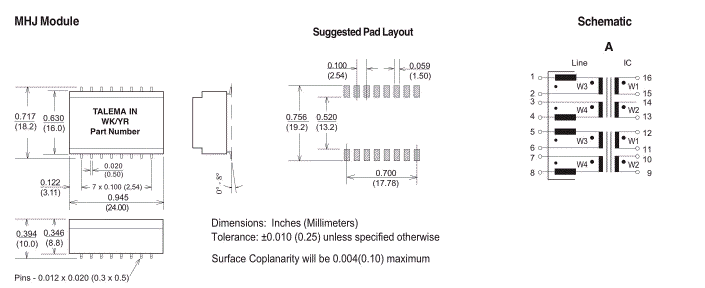 Dimensions & Schematic - Pins