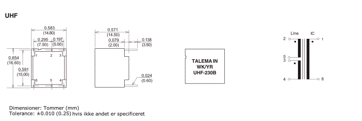 UHF - Dimensioner & Terminalforbindelser