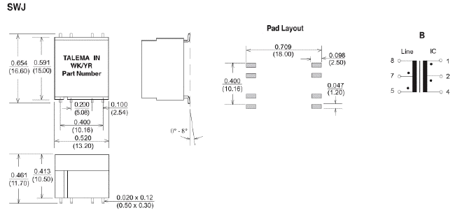 SWJ - Dimensioner & Terminalforbindelser